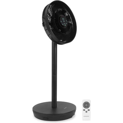 VONROC BREEZE Draadloze Ventilator – Fluisterstil (<44 dB) – 24 snelheden – lichtgewicht en draagbaar - 3 windmodi: Natuurlijk, Slaap, Normaal – Modulair: tafelventilator én vloerventilator – Luxe touchdisplay – Incl. afstandsbediening – Zwart