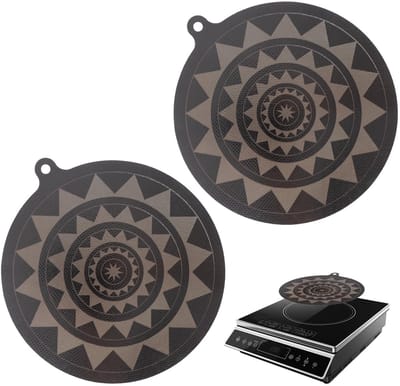 Allecto - Inductiekookplaatmat - Thermochrome Siliconen - Krasbestendig - 24cm - Herbruikbare Antislip - Geschikt voor alle inductiekookplaten - Zwart