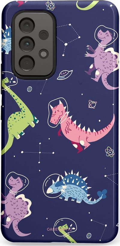 Casetastic hoesje geschikt voor Samsung Galaxy A53 (2022) 5G - Dubbellaagse bescherming - Rex in de ruimte - Fashion Case - Donkerblauw Donkergrijs
