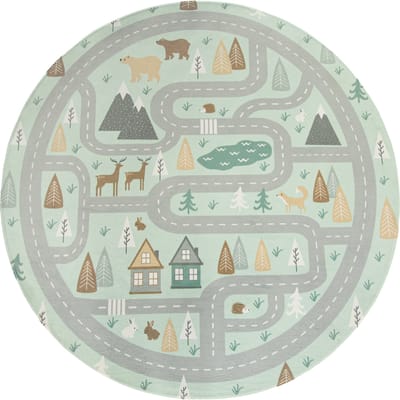 Kindertapijt wasbaar Chiko turquoise 120 cm rond