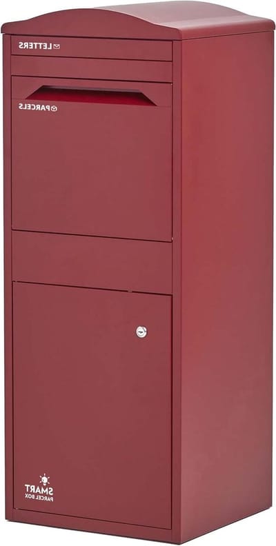 Grote Pakketdoos - Bezorgdoos Brievenbus - Pakketten Ontvangen - Afsluitbaar Anti-diefstal - B415 x D385 x H1040 mm - Bordeauxrood