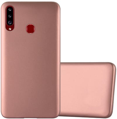 Cadorabo Hoesje geschikt voor Samsung Galaxy A20s in METALLIC ROSE GOUD - Beschermhoes gemaakt van flexibel TPU silicone Case Cover