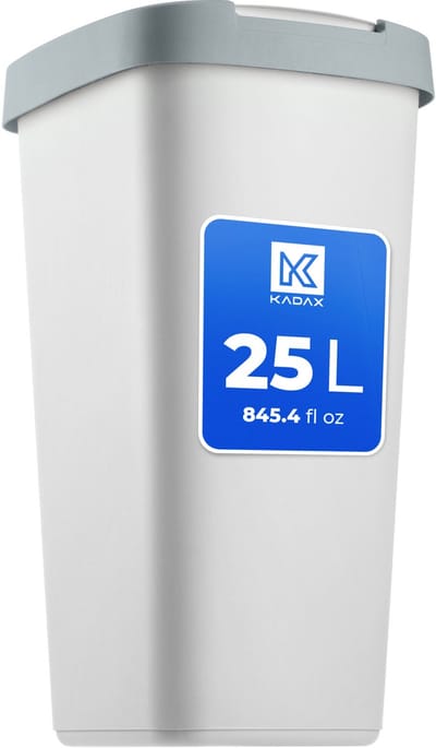 KADAX Afvalemmer 25 liter, afvalemmer met kanteldeksel, afvalemmer voor afvalscheiding, vuilnismand van kunststof, robuuste vuilnisemmer, vuilnisemmer (grijs/donkergrijs)
