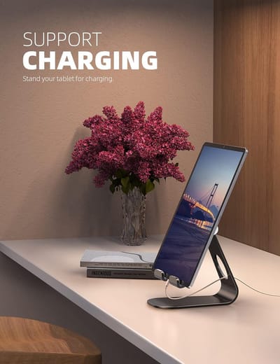 Tabletstandaard, verstelbare tablethouder - Desktopstandaard Dock compatibel met New Pad 2019 Pro 10.2/10.5/9.7/12.9, Air mini 2 3 4, Nintendo Switch, Samsung Tab, andere tablets - Zwart