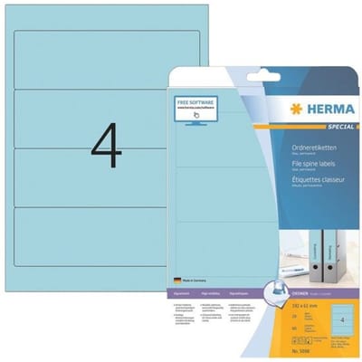 Herma ordneretiketten A4, 192 mm, permanent hechtend/bedrukbaar, 80 stuks, blauw