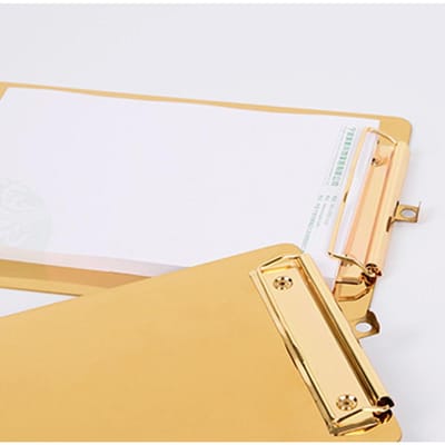 Roestvrij Staal A4 Klembord Bestand Organizer Schrijfblok Bord Memo Papierhouder Voor Kantoor School Huis Gouden Maat Decor goud