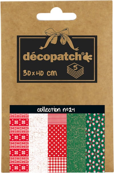 Decopatch Pocket No24 Zak met 5 vellen bedrukt papier 30x40 cm, diverse patronen (ref. 672-444-484-445 en 829)