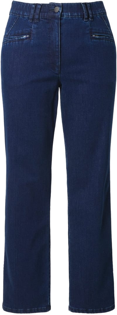 Ulla Popken - Dames - Jeans Mony smal toelopende pijp ritszakken - Donkerblauw denim - Maat 42