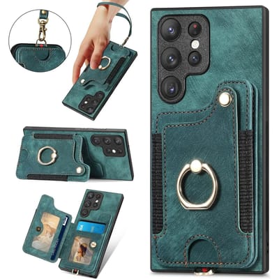 Telefoonhoesje met ringhouder voor Samsung Galaxy S23 S21 FE S25 S24 S22 Ultra Plus A16 A06 A36 A15 A54 A53 A34 Portemonnee Kaartsleuf Cover Galaxy S24