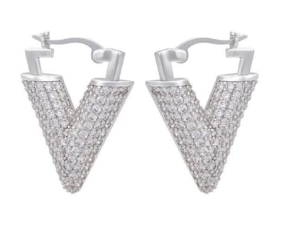 Jobo By JET - V earring - Diamond v earring - Silver - Zilverkleurig
