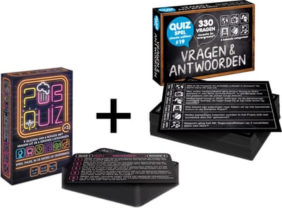 COMBI-DEAL: Pubquiz #3 (9x pubqquiz van 6 rondes / totaal 198 vragen over Nederland!) - Kaartspel - Pocketformaat Quizspel + Vragen & Antwoorden #19 - 330 vragen