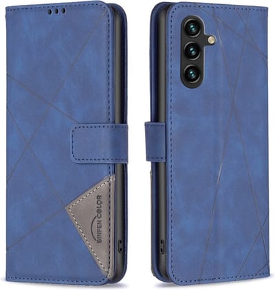BINFEN Hoesje - Geschikt voor Samsung Galaxy A05s Hoesje - BINFEN Geometric Book Case - Blauw