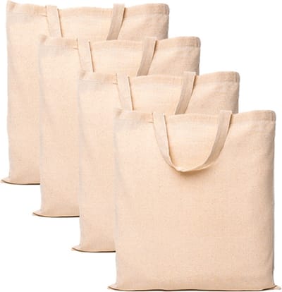 Katoenen boodschappen tas - 4x - naturel - 100% katoen - draagtasjes - 38 x 42 cm - boodschappentasjes - goodie bags