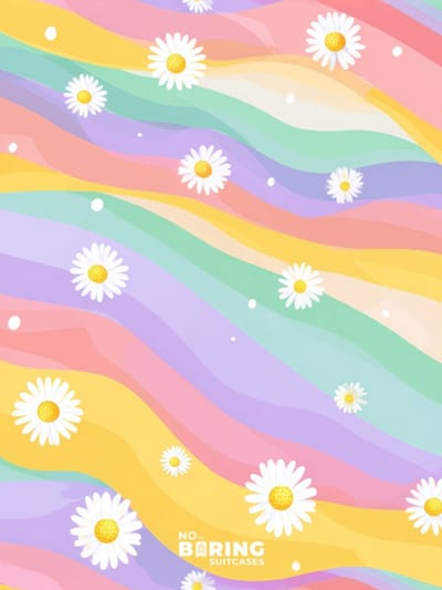 Kinderkoffer roze - Madeliefjes - Regenboog