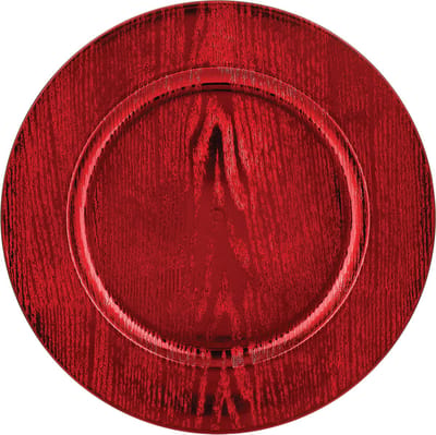 Feeric Kaarsenbord/onderbord - hout look - rood - kunststof - D33 x H2 cm- rond