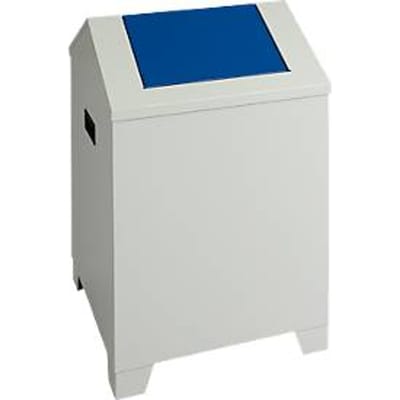 Afvalbak, plaatstaal, grijs, 73 l, B 400 x D 400 x H 680 mm, deksel met klapdeksel