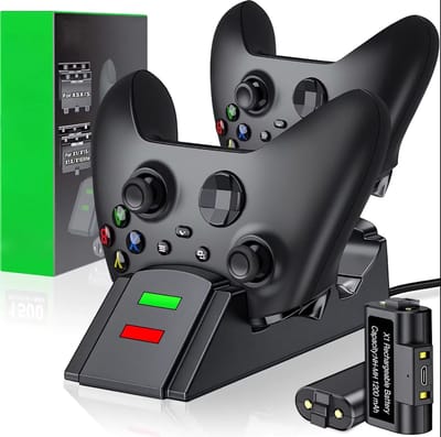 Sogiol® Oplaadbare batterij voor Xbox-controller - Voor Xbox Series X/S/One/Elite - Bevat 2 x 3600 mWh batterijen - Dubbel oplaadstation
