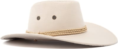 KIMU® Cowboyhoed Ecru Beige Suedelook - Lichtgewicht Beige Suede Cowboy Western Hoed Touw Dames Heren - Cowgirl Ranger Yellowstone Festival