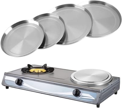 Top Covers voor kachels - Set van 4 Roestvrijstalen Keukenbeschermers - Herbruikbare Kookgereedschap - Zilver - 21cm/17cm - Krasbestendig - Hittebestendig.