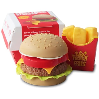 Kinderen Simulatie Voedsel Speelgoed Doen Alsof Spelen Hamburger Frietjes Keuken Speelgoed Set Miniatuur Snack Burger Educatief Speelgoed Baby beige