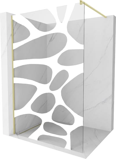 Mexen Kioto douchescherm Walk-in 70 x 200 , witte golf 8 mm, goud geborsteld - 800-070-101-55-97