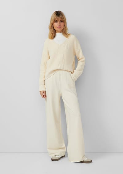 s.Oliver - female - Jersey broek met wijde pijpen en elastische tailleband