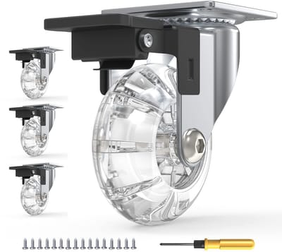 4-delige transportwielenset voor meubels - 50 mm zwenkwielen met rem en 360 graden draaibaar - Draagvermogen 160 kg