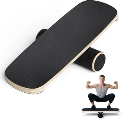 JOYNEXTBUY - Balance Board met Roller – Houten Balansbord – Balance Trainer Core Training - Anti-Slip – Evenwichtstrainer – Zwart