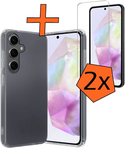 Hoes - Met 2x Screenprotector - Geschikt voor Samsung Galaxy A36 - Sterk & Shockproof - Back Cover - Siliconen Case - Telefoon Hoes - Transparant