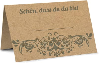 50 Tafelkaarten/Plaatskaarten DIN A7 voor Feestelijke Gelegenheden - Bruiloft, Verjaardag, Communie, Doop - Kraftpapier met Ornament