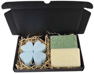 Soap bar cadeauset - Hartjes mistral cadeauset met verveine broyee & bergamote, valentijn cadeau voor hem