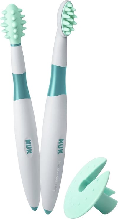 Baby tandenborstel leerset 2-delig met poetsstift en poetstrainer