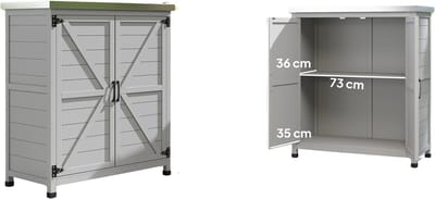 Damenzo - Opbergkast buiten - Opbergkast met deuren - Tuinkasten - Tuinkast voor buiten - Tuin - 79X43X92 cm - Lichtgrijs