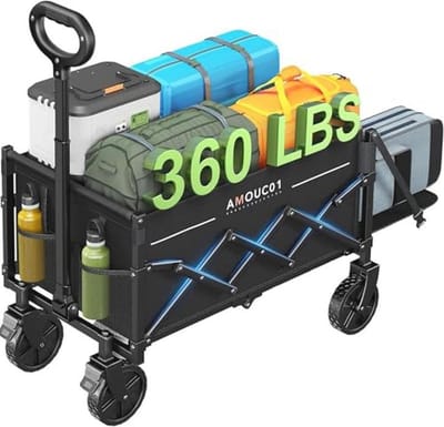 Opvouwbare Wagon Cart met 160 kg Capaciteit en Uitbreidbare Opslag