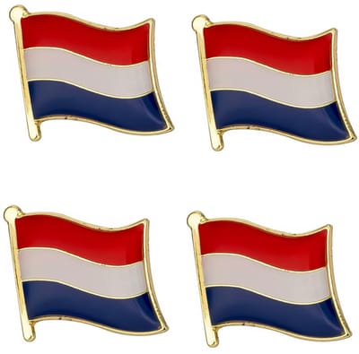 Nederlandse Vlag Pins – Set van 4 Holland Vlag Speldjes – Metalen Badges voor Jas, Tas of Pet – 21 x 19 mm