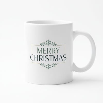 Merry Christmas Witte Mok 330ml – Elegante Kerst Koffiebeker met Feestelijk Sneeuwvlok Ontwerp
