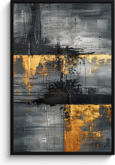 Poster in lijst - Fotolijst 80x120 cm - Posters - Modern - Goud - Grijs - Patroon - Posterlijst zwart - Decoratie - Wanddecoratie woonkamer - Muurdecoratie slaapkamer