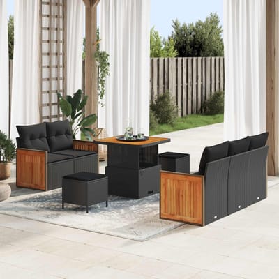 vidaXL - Tuinbank - Set - 8 - st - 8-Aantal - zitplaatsen - Zwart