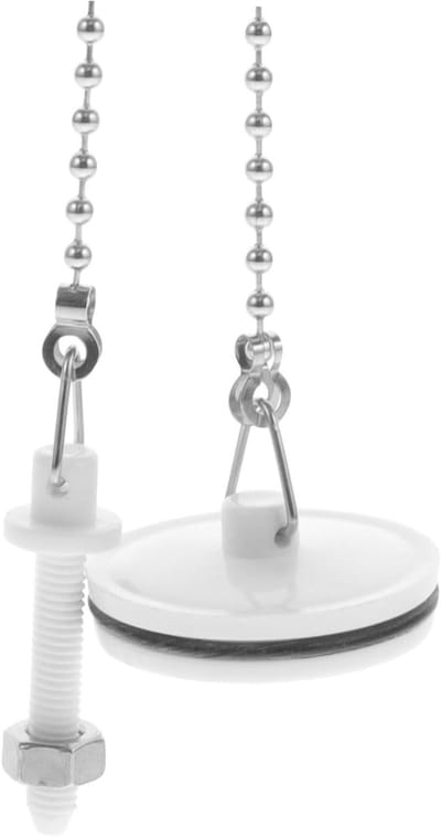 Gootsteenstop met Ketting - Afvoer Stopper - Water Ophouden - Roestvrij Staal - 36 cm Lengte - Wit
