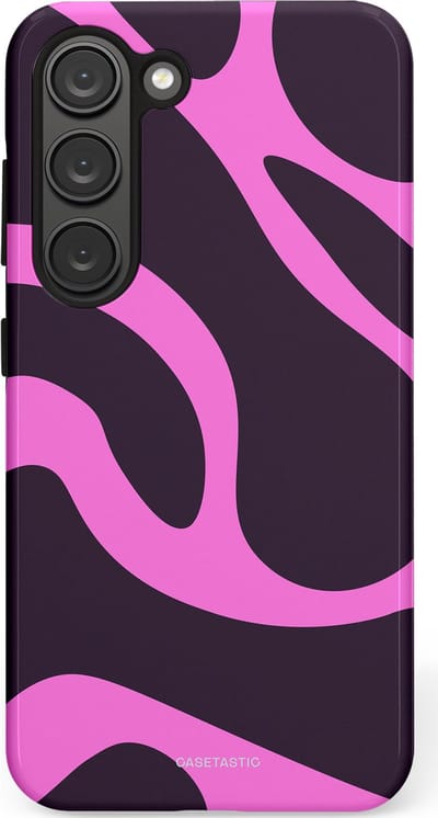 Casetastic hoesje geschikt voor Samsung Galaxy S23 - Dubbellaagse bescherming - Roze Paarse Lavendel Abstractie - Fashion Case - Donkergrijs Roze