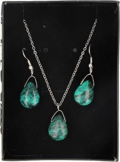 Ruben Robijn Turkoois druppel sieraden set - hanger / oorbellen