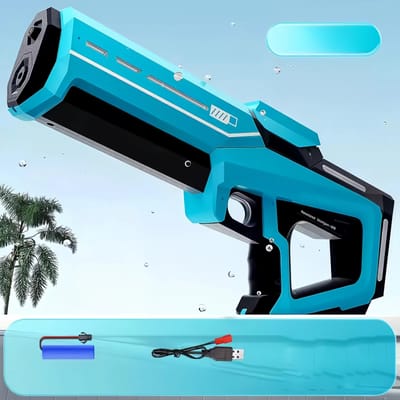 Pistolets à eau électriques pour adultes, puissants, à aspiration automatique, pour l'été, la plage, jouet pour enfants, cadeau bleu