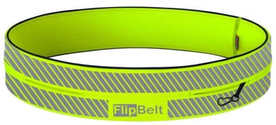 FlipBelt Classic Reflecterend - Running Belt – Hardloopriem voor Telefoon, Water en Meer – Unisex – Neon Geel - L