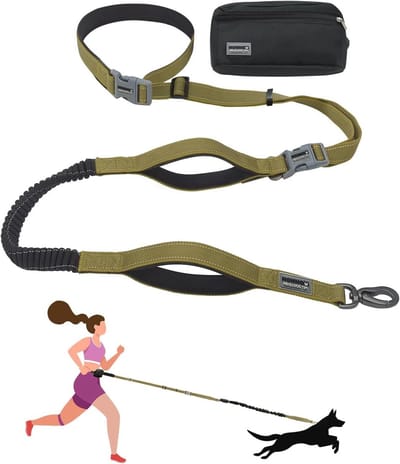 Handsfree Hondenriem - Heupriem Bungee - Wandelen Joggen - Schokabsorberend Bungee - Verstelbaar 68-123cm - Geel