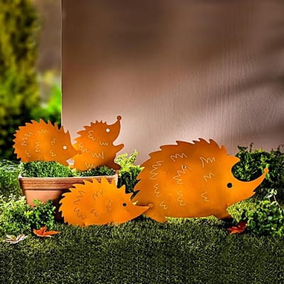 Roest Tuinpalen - Egel Palen - Tuindecoratie - Weerbestendig Iron Art - 4-delige set - Roestkleur