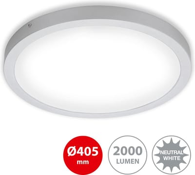 BRILONER - LED Opbouwspot - plafondlamp, 24,5 watt, 2.400 lumen, 4.000 kelvin, rond, chroom-mat