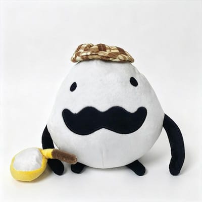 Schattige Detective Pluche Pop Zacht Pluizig Knuffeldier Met Ronde Snor En Geruite Hoed Cartoonfiguur Kussen Decor 11cm-30cm wit