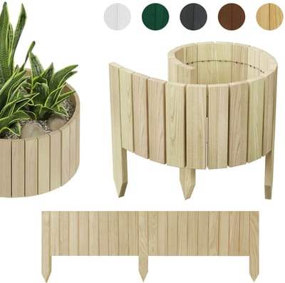 be4nature Rolborder steekhek 100 x 10 cm Beige van niet-geïmpregneerd grenen – Decoratieve tuinrand voor bloembedden