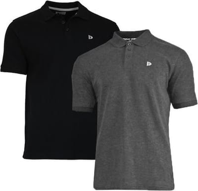 2-Pack Donnay - Polo (Noah) - Sportpolo - Heren - Charcoal/Black (1030) - maat M
