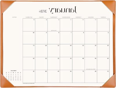 Cabbrix Vereenvoudigde grote bureaukalender 2025-2026 met bureauonderlegger, 53,3 cm x 41,9 cm, loopt van juli 2025 tot december 2026, bureaukalender voor thuis, school en kantoor (bruin)